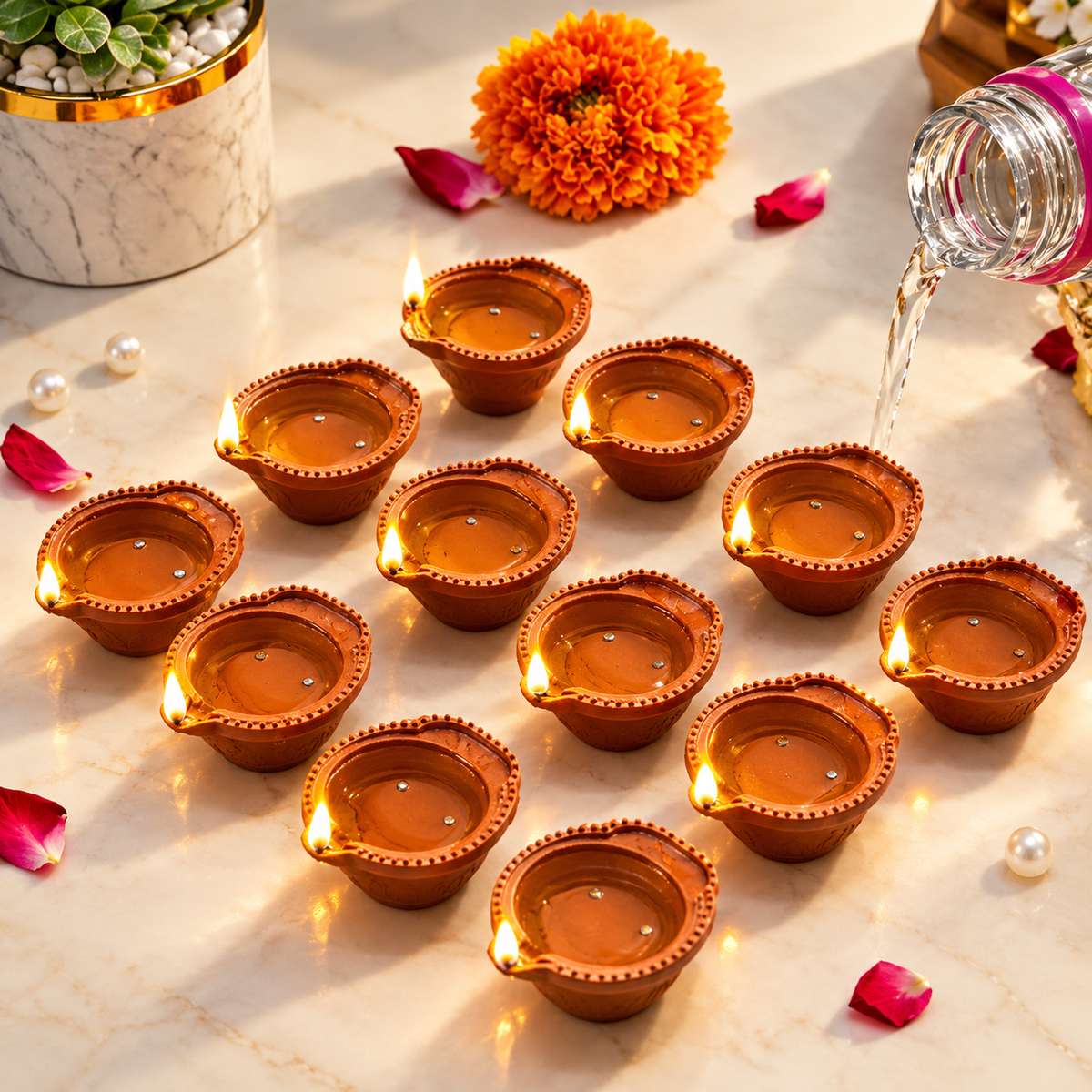 Water Sensor LED Diyas | Pack of 12