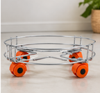Stainless Steel Trolly/LPG Cylinder Stand Trolley with Wheels | Cylinder Trolley with Wheels (Silver) 1pcs