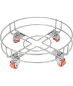 Stainless Steel Trolly/LPG Cylinder Stand Trolley with Wheels | Cylinder Trolley with Wheels (Silver) 1pcs